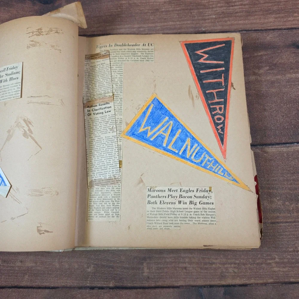Vintage Scrapbook 1940s 1950s Ephemera Cincinnati Ohio Good Valentines Sports